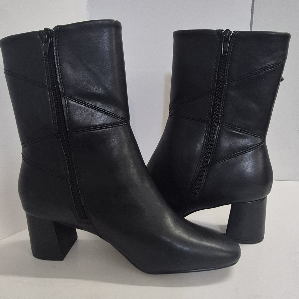 Bella Vita Black Mid-Calf Block Heel Zip Boots Size 7.5